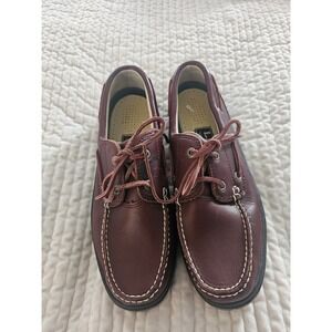 LL Bean Allagash Bison Handsewn Loafers Burgundy Leather Moccasins Mens Sz 9